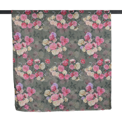 Vintage Rose Garden Scarf - Grey Pink
