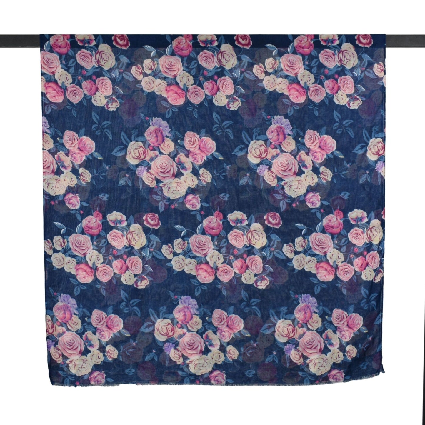 Vintage Rose Garden Scarf - Navy Pink
