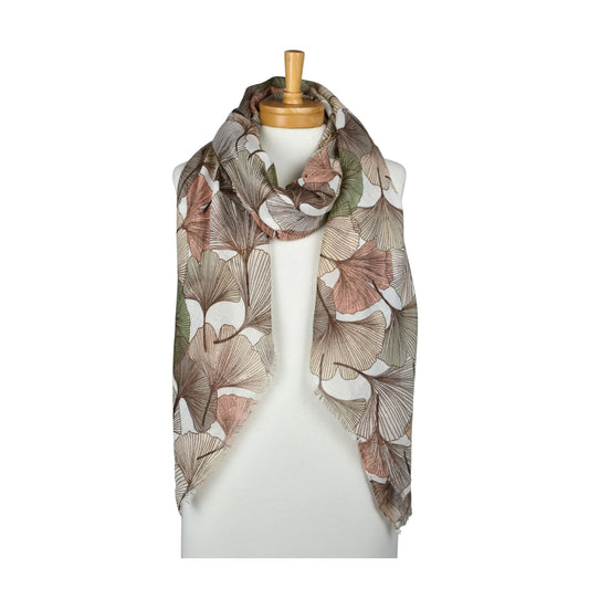 Ginkgo Leaf Scarf - Brown