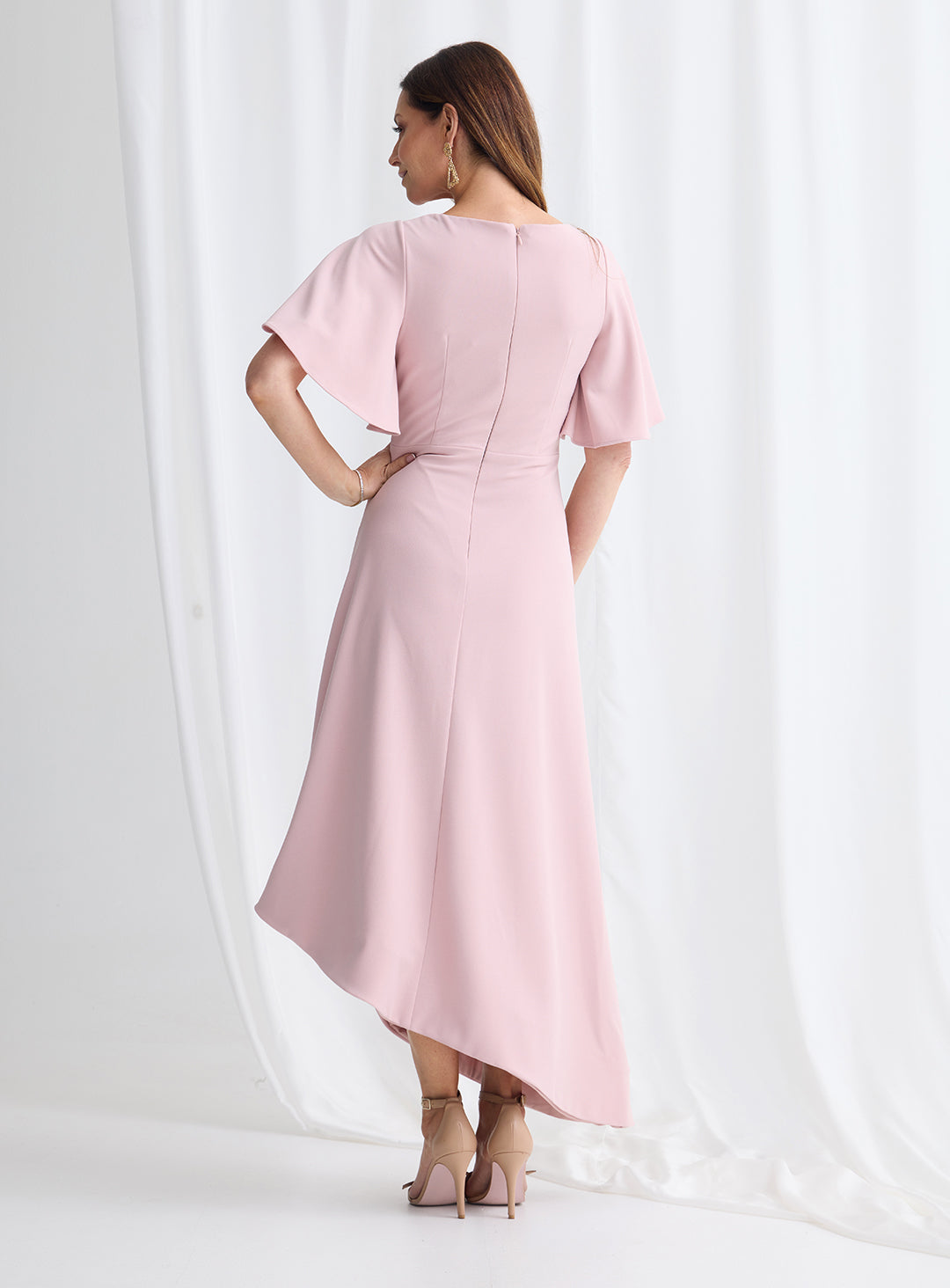 Trellis Lane Martha Asymmetric Hem Dress - Dusty Pink