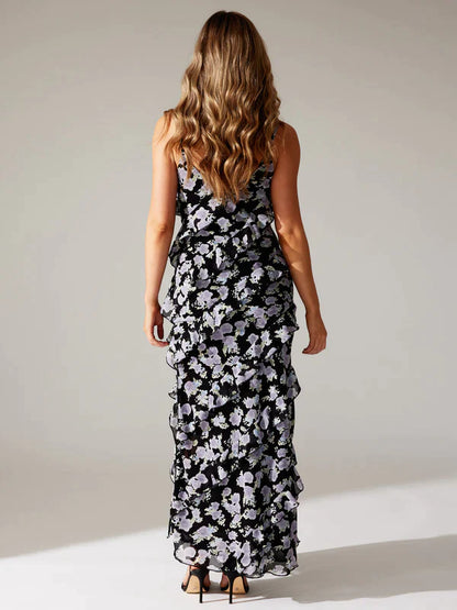 Tia Maxi Dress - Black Floral