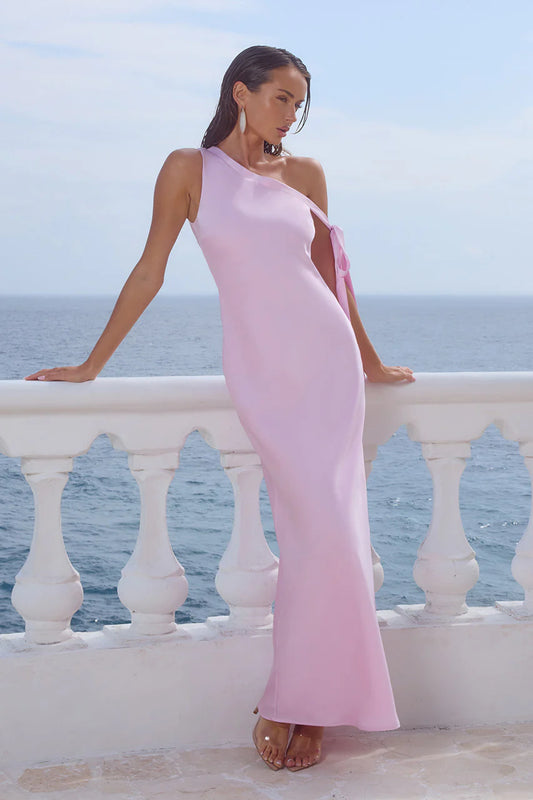 Viola One Shoulder Maxi Dress - Petal Pink