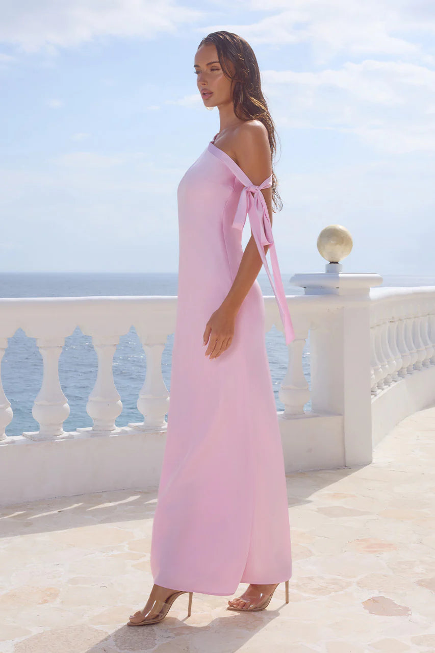 Viola One Shoulder Maxi Dress - Petal Pink
