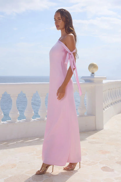 Viola One Shoulder Maxi Dress - Petal Pink