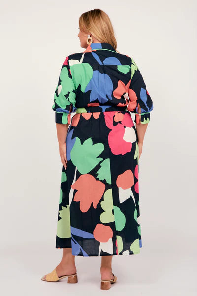 Adrift Wendy Wrap Midi Dress - Navy Daydream Floral