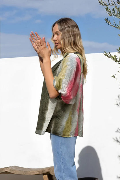 Lena Short Sleeve Blouse - Watercolour