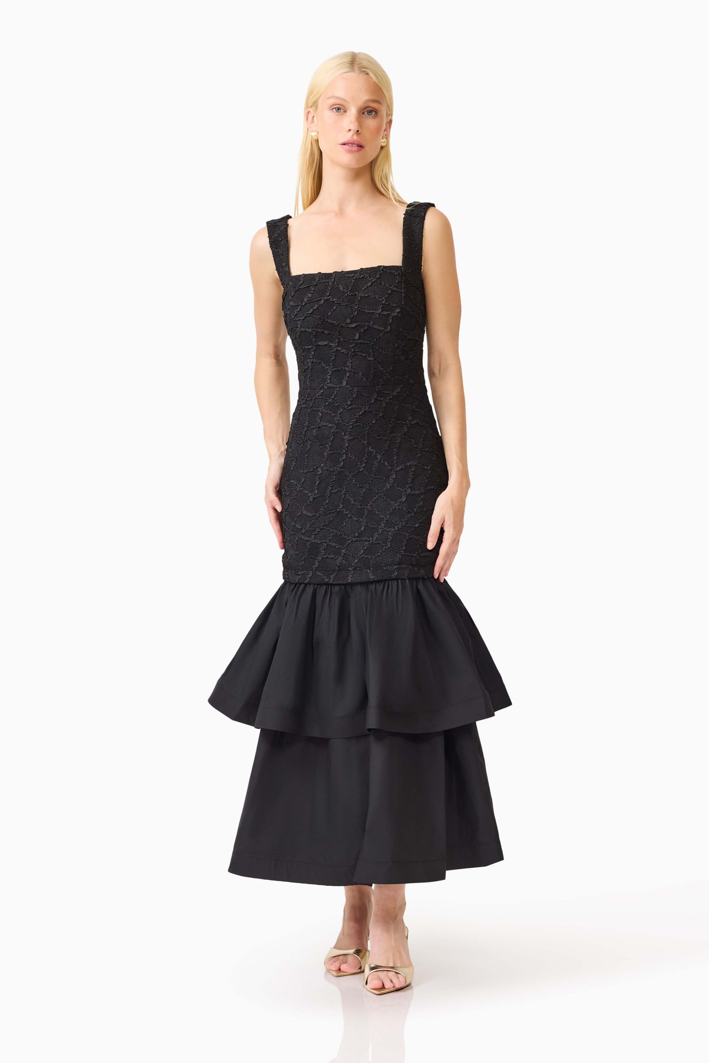 Elliatt Alexandra Tiered Gown in Black
