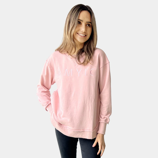 Amyic Embroidery Sweatshirt - Pale Pink