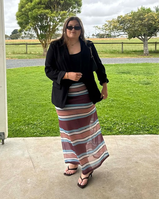 Avery Maxi Skirt - Brown Stripe