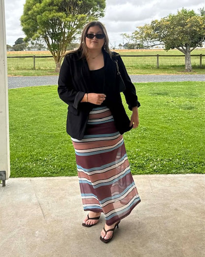 Avery Maxi Skirt - Brown Stripe