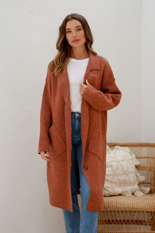 Brenna Pocket Coatigan - Rust