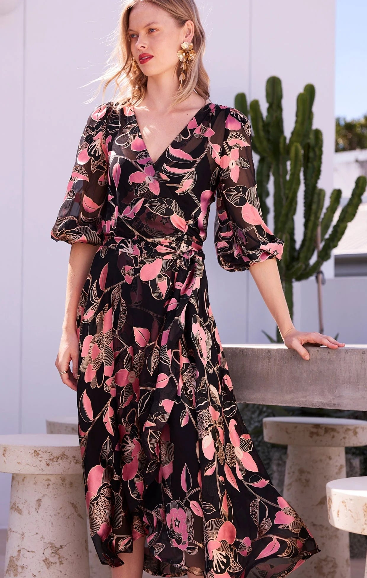 Sacha Drake Dawn Peach Wrap Dress