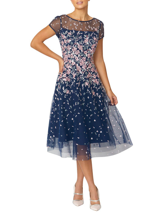 Anthea Crawford Leila Navy & Pink A-Line Dress