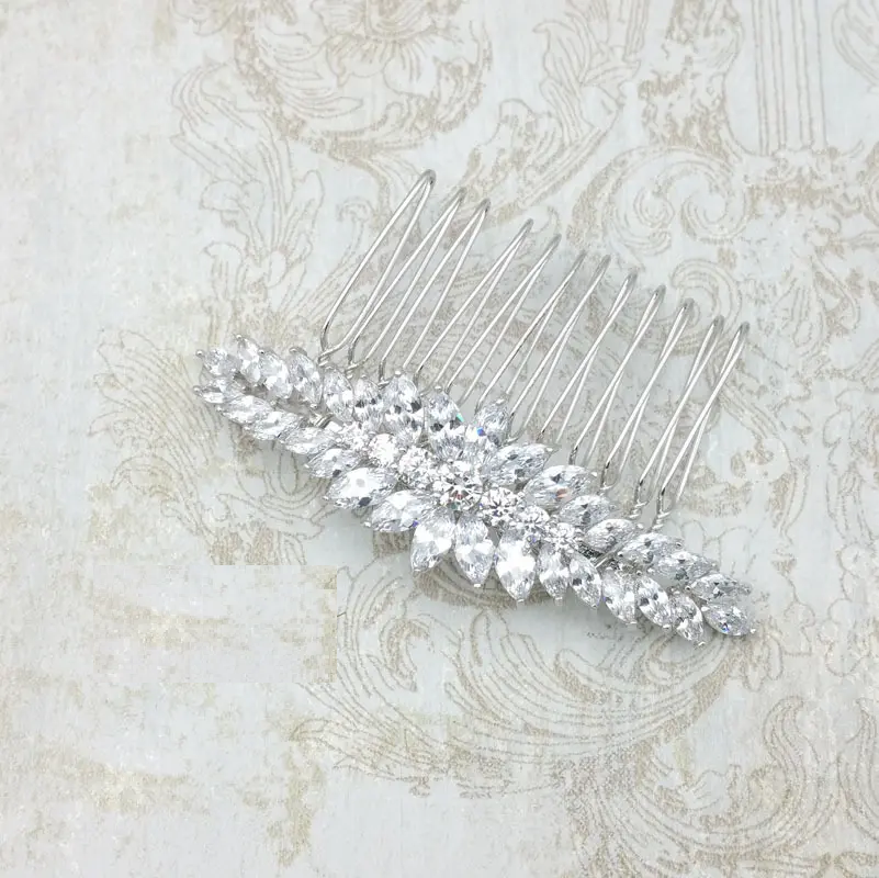 Chrysalini Sparking Marquise CZ Comb - Silver