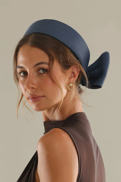 Tara Pill Box Fascinator in Navy