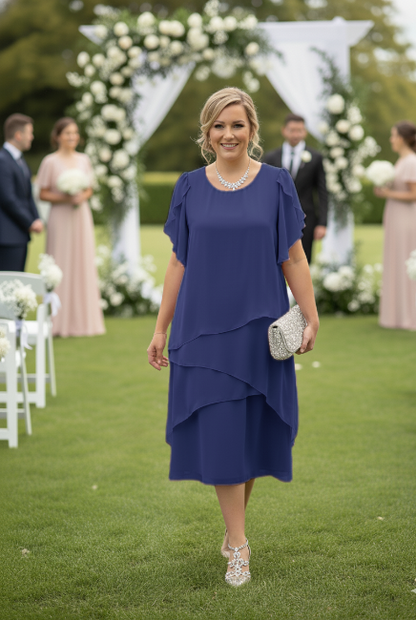 Wren Layered Overlay Dress - Navy