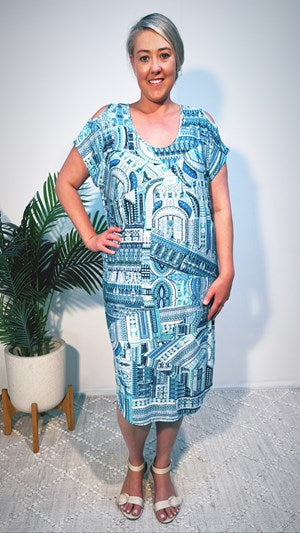 Tilde Midi Dress - Blue Print