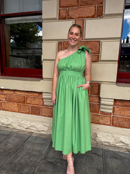 Astrid One Shoulder Maxi Dress - Apple Green