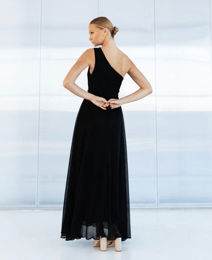 Keeley One Shoulder Maxi Dress - Black