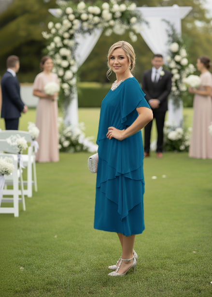Wren Layered Overlay Dress - Teal
