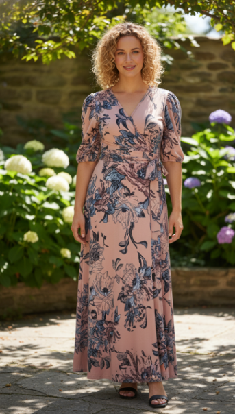 Tullan Floral Dress - Peach