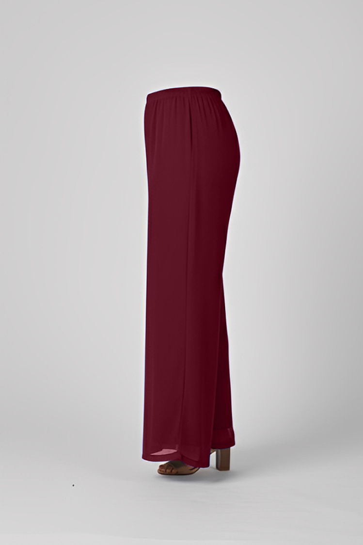 Plain Chiffon Overlay Pant - Port