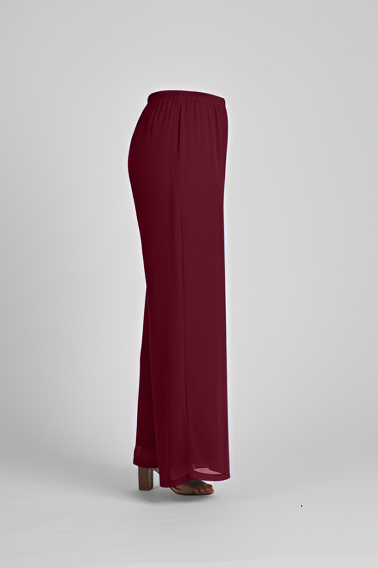 Plain Chiffon Overlay Pant - Port
