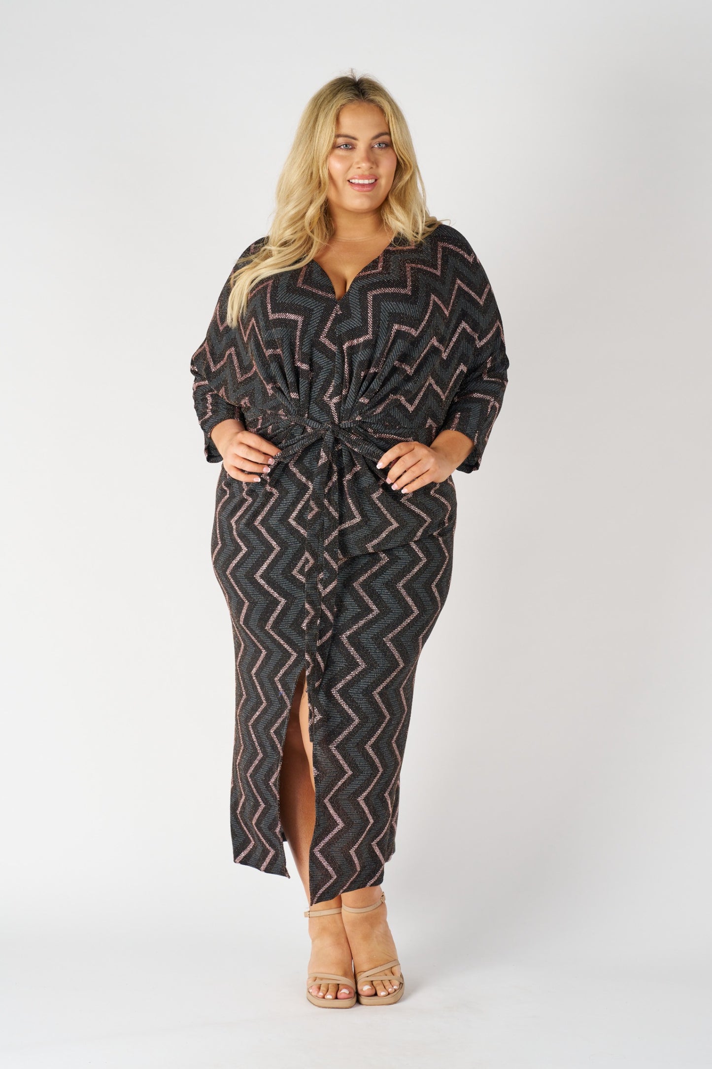 Alice Sparkle Knit Maxi Dress - Black/Gold