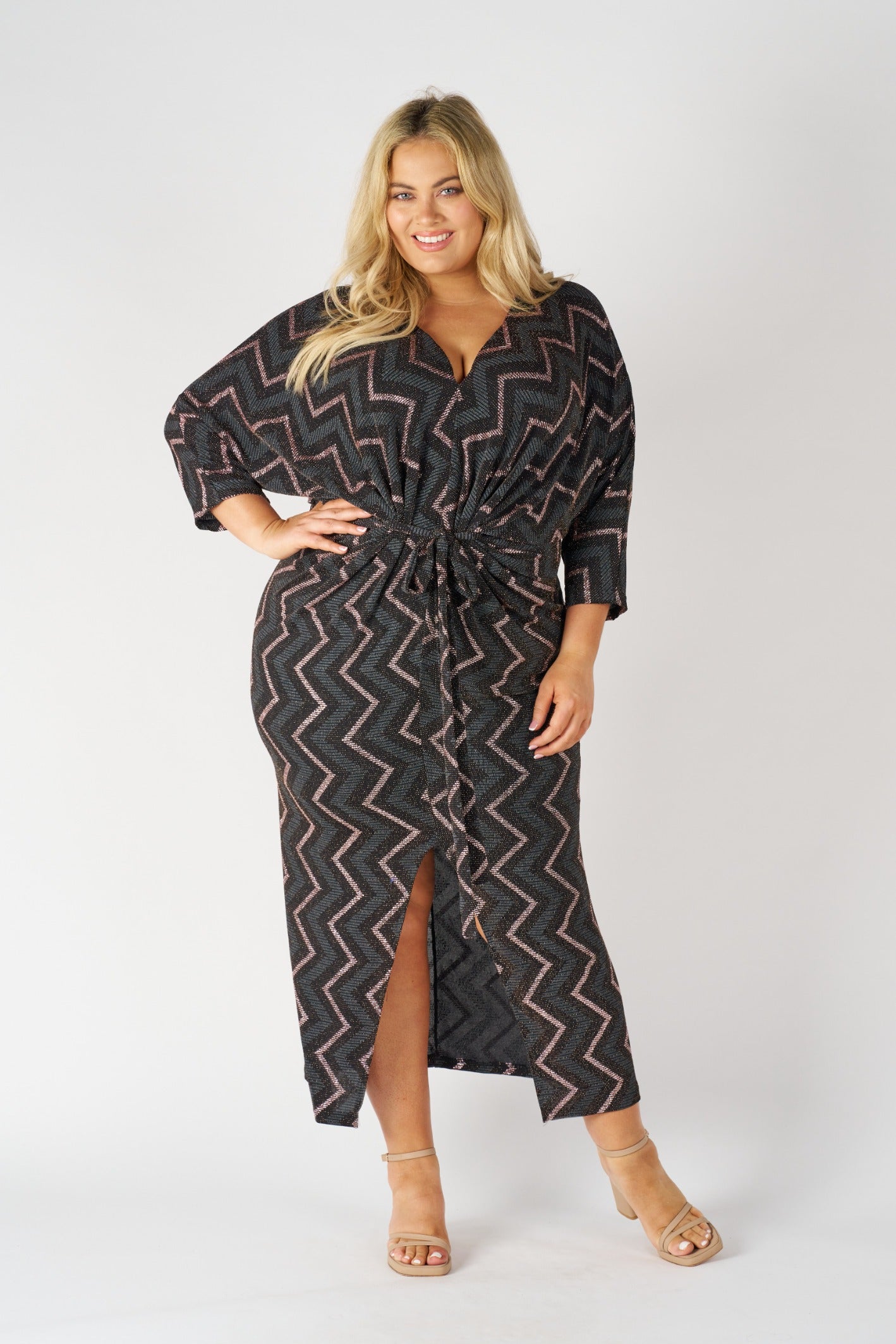 Alice Sparkle Knit Maxi Dress - Black/Gold