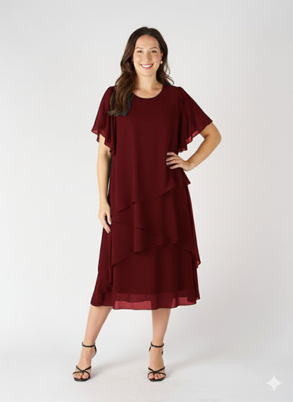 Wren Layered Overlay Dress - Port