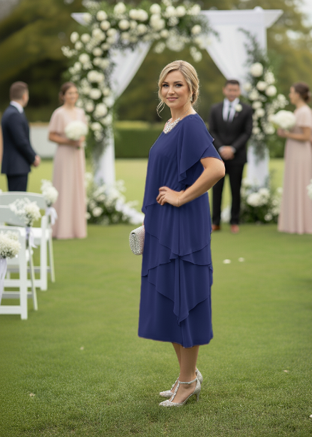 Wren Layered Overlay Dress - Navy