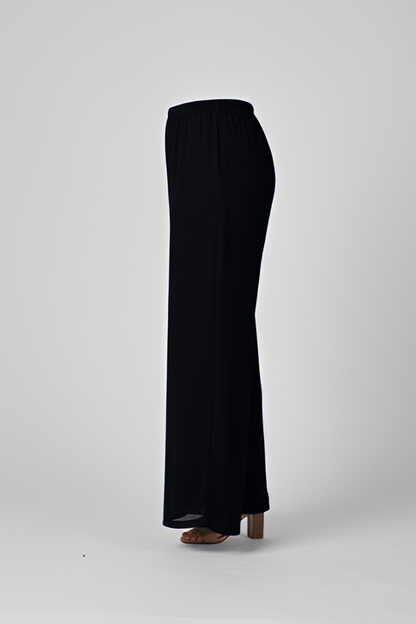 Plain Chiffon Overlay Pant - Black