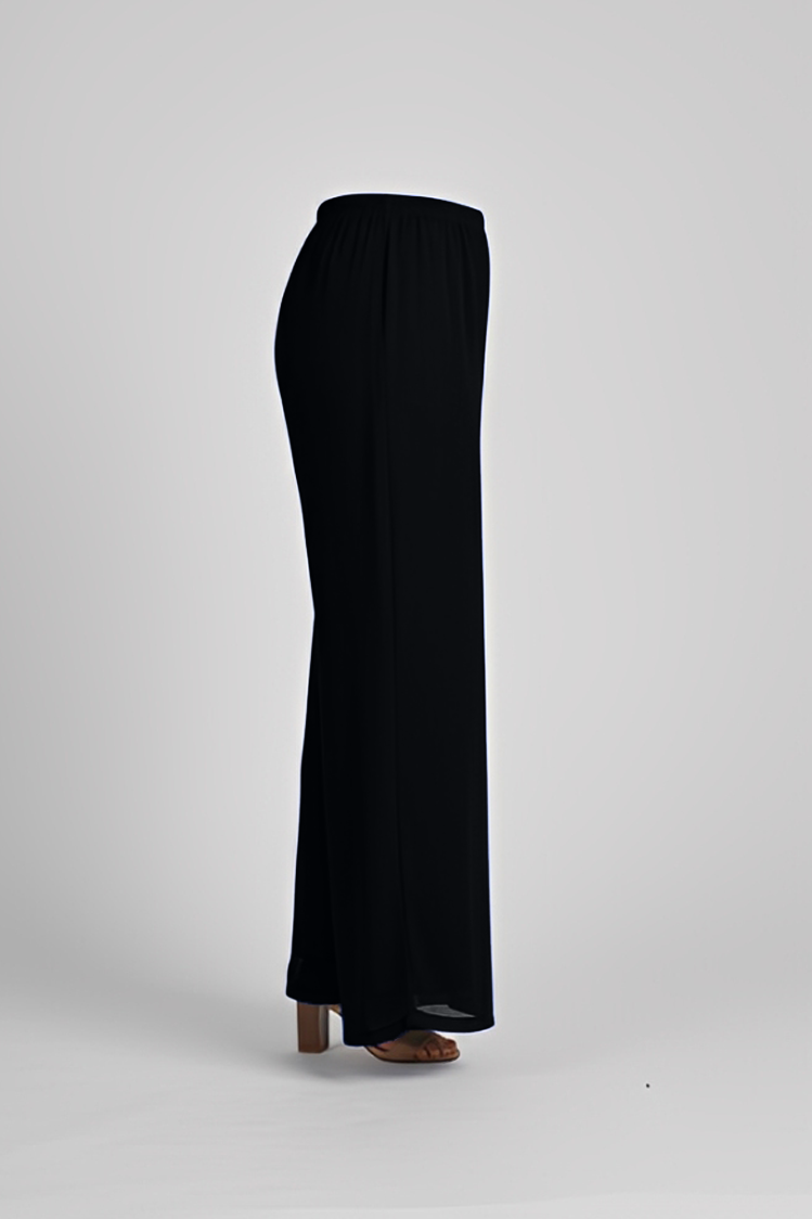 Plain Chiffon Overlay Pant - Black