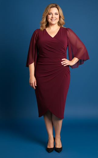 Pippa Faux Wrap Dress - Port