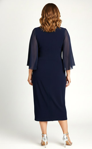 Pippa Faux Wrap Dress - Navy