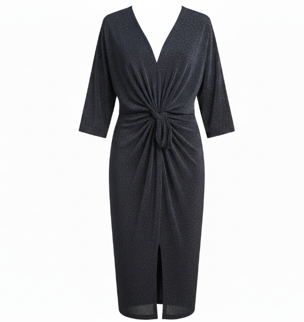 Starry Night Tie Front Dress - Navy