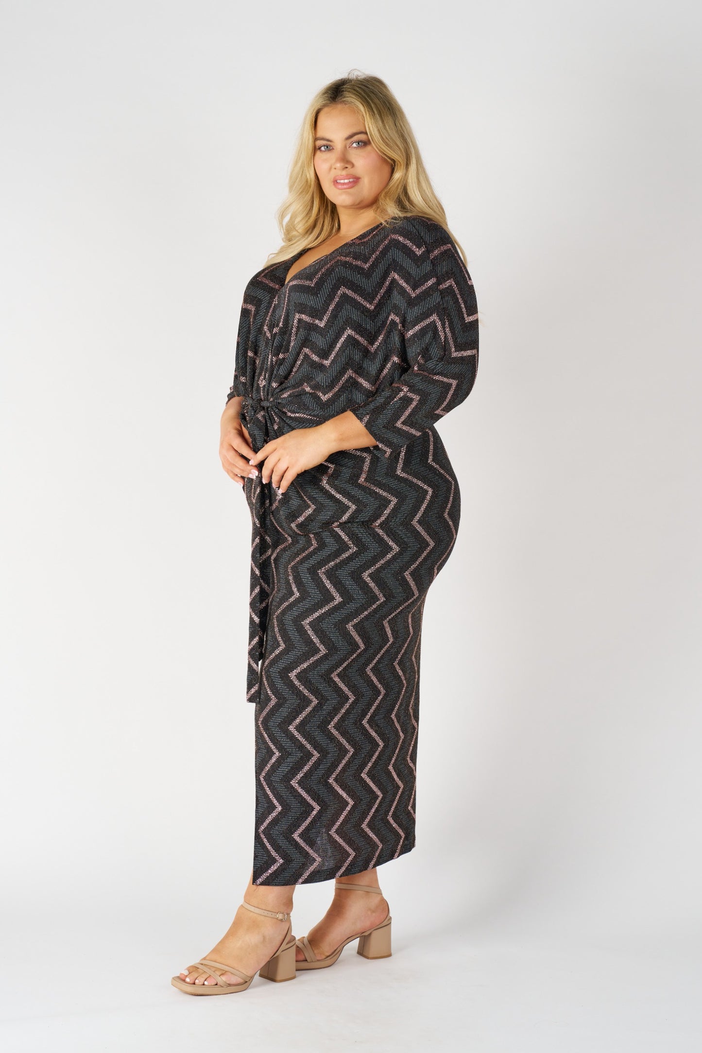 Alice Sparkle Knit Maxi Dress - Black/Gold
