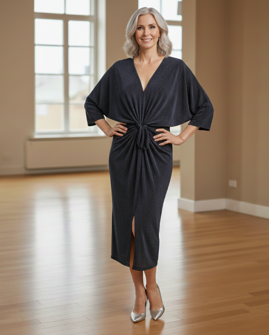 Starry Night Tie Front Dress - Navy