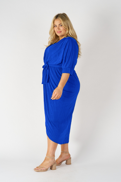 Mildred Crinkle Soft Knit Dress - Cobalt