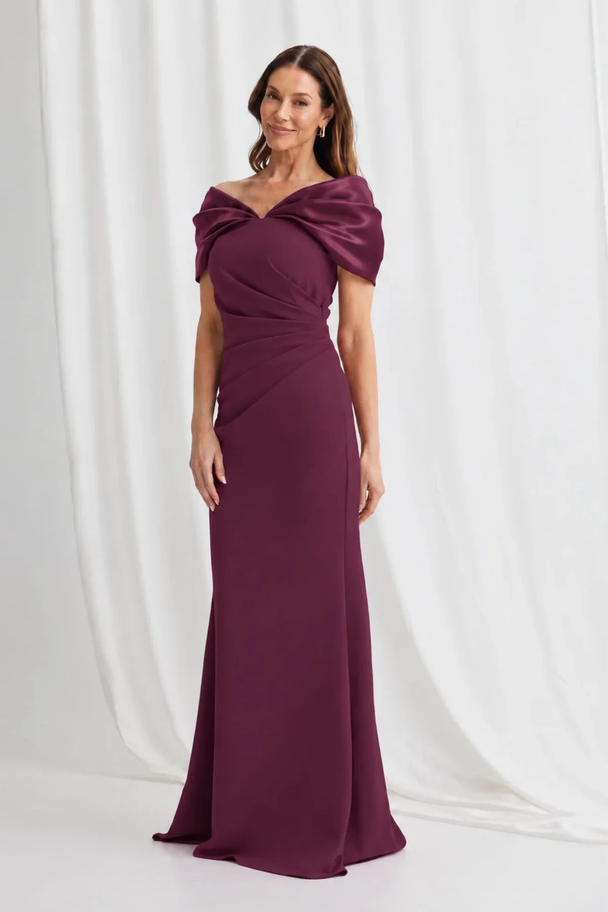 Trellis Lane Krysten Off Shoulder Gown - Plum