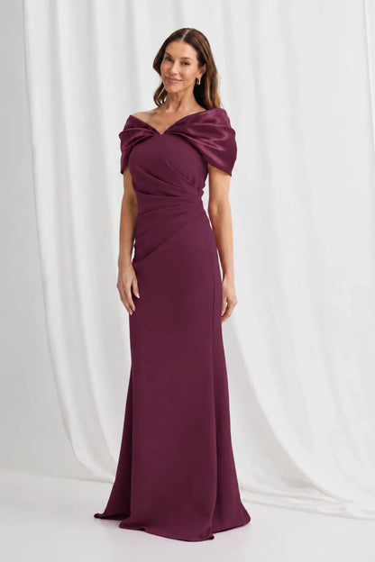 Trellis Lane Krysten Off Shoulder Gown - Plum