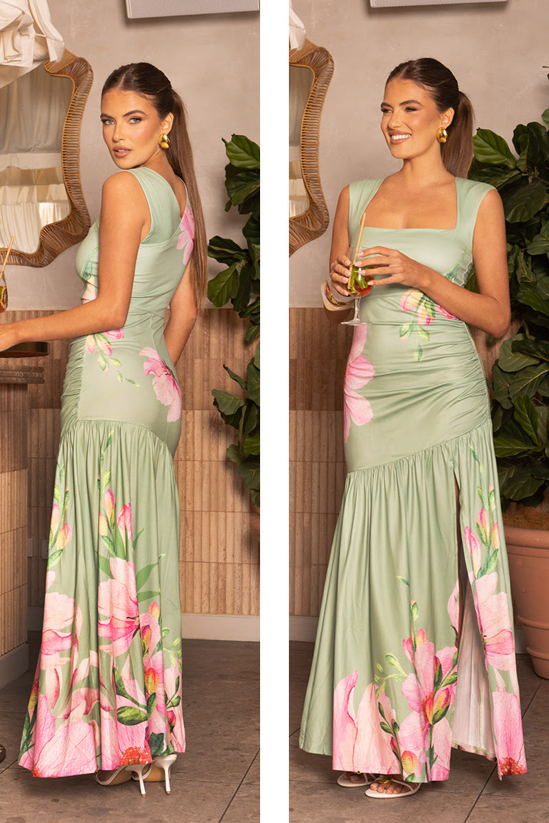 Rachel Maxi Dress - Sage Pink Flora