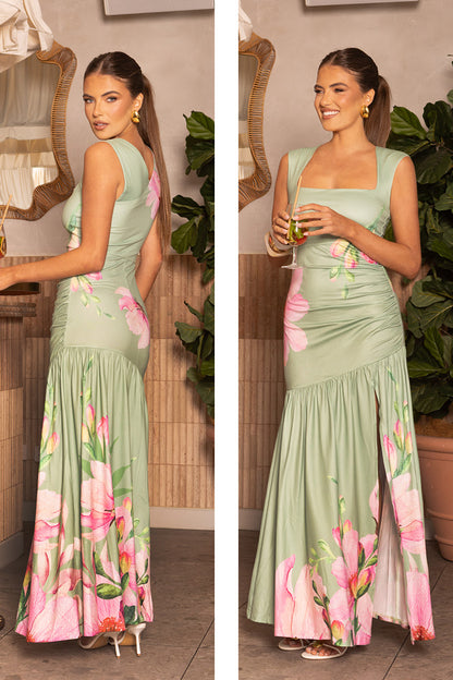 Rachel Maxi Dress - Sage Pink Flora