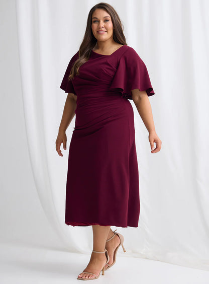 Trellis Lane Martha Midi Dress - Burgundy
