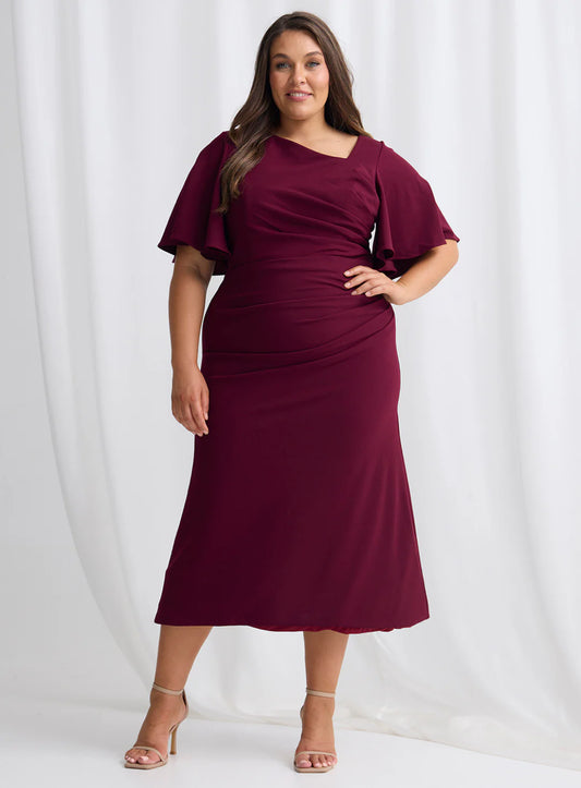 Trellis Lane Martha Midi Dress - Burgundy
