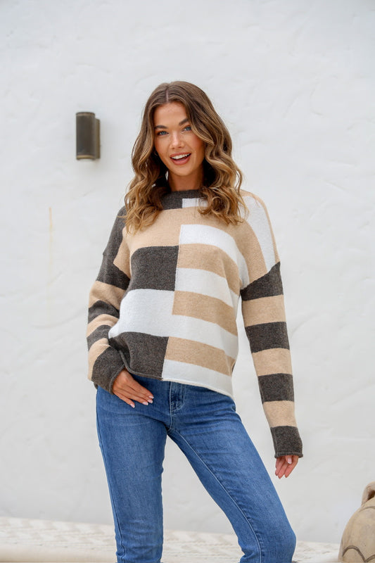 Abstract Slouch Aria Knit - Mocha/Latte