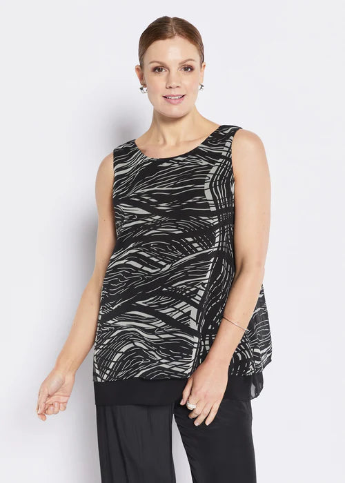 Philosophy Julia Chiffon Tank and Jacket Combo - Black/cream