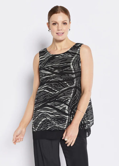 Philosophy Julia Chiffon Tank and Jacket Combo - Black/cream