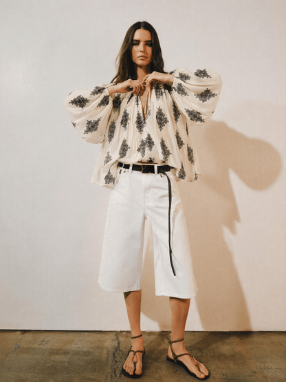 Mosaic Covent Garden Blouse in Cream/Black