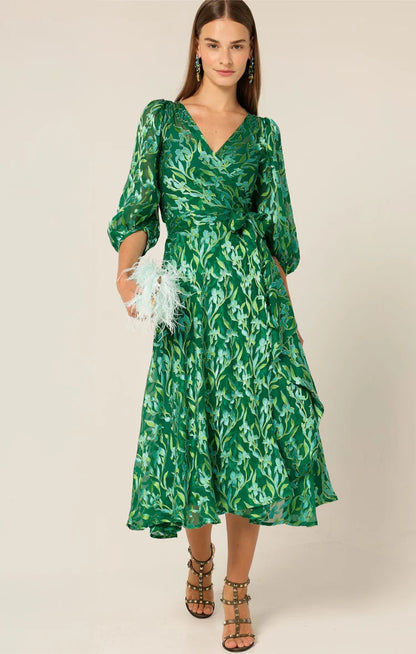 Sacha Drake Orchid Wrap Dress - Green Botanical